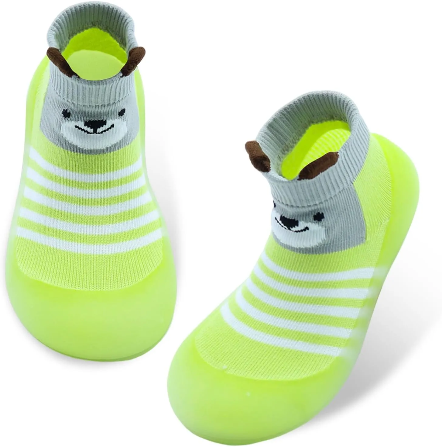 1 Pair Baby Shoes, Baby Socks Shoes Boys/Girls Walkers Shoes Non-Skid Slipper Shoes with Soft Rubber Sole Toddle Sneaker Pinks, Gray, Green