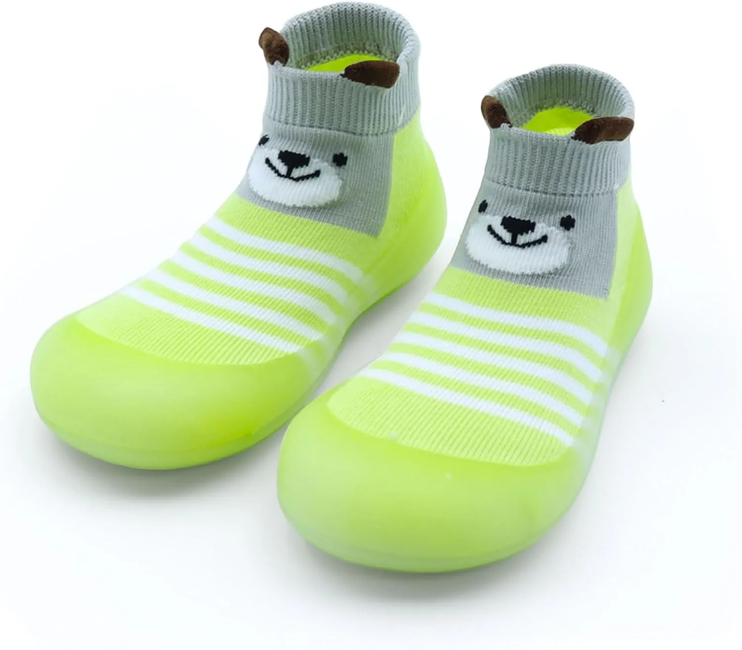 1 Pair Baby Shoes, Baby Socks Shoes Boys/Girls Walkers Shoes Non-Skid Slipper Shoes with Soft Rubber Sole Toddle Sneaker Pinks, Gray, Green