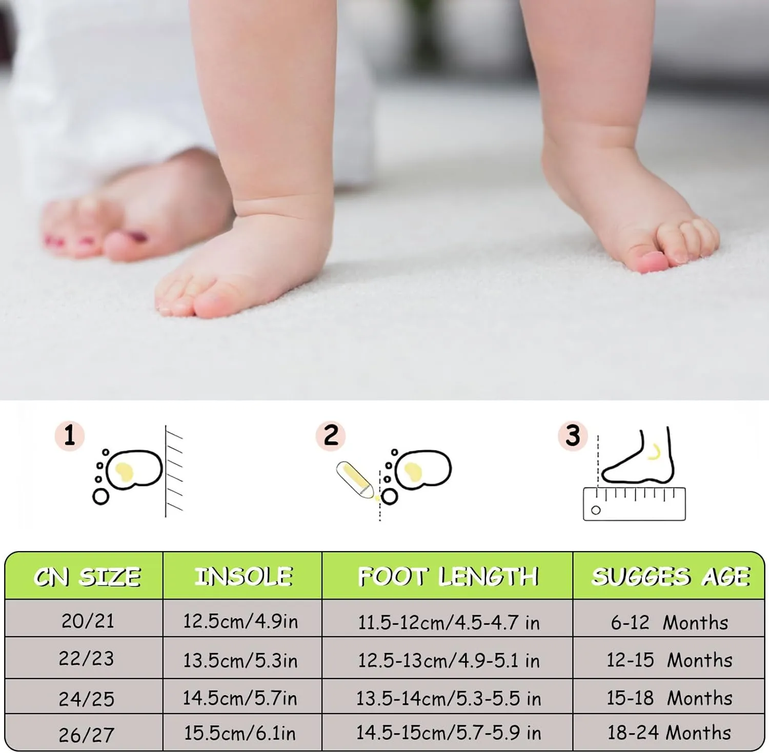 1 Pair Baby Shoes, Baby Socks Shoes Boys/Girls Walkers Shoes Non-Skid Slipper Shoes with Soft Rubber Sole Toddle Sneaker Pinks, Gray, Green