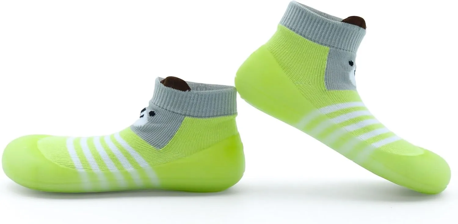 1 Pair Baby Shoes, Baby Socks Shoes Boys/Girls Walkers Shoes Non-Skid Slipper Shoes with Soft Rubber Sole Toddle Sneaker Pinks, Gray, Green
