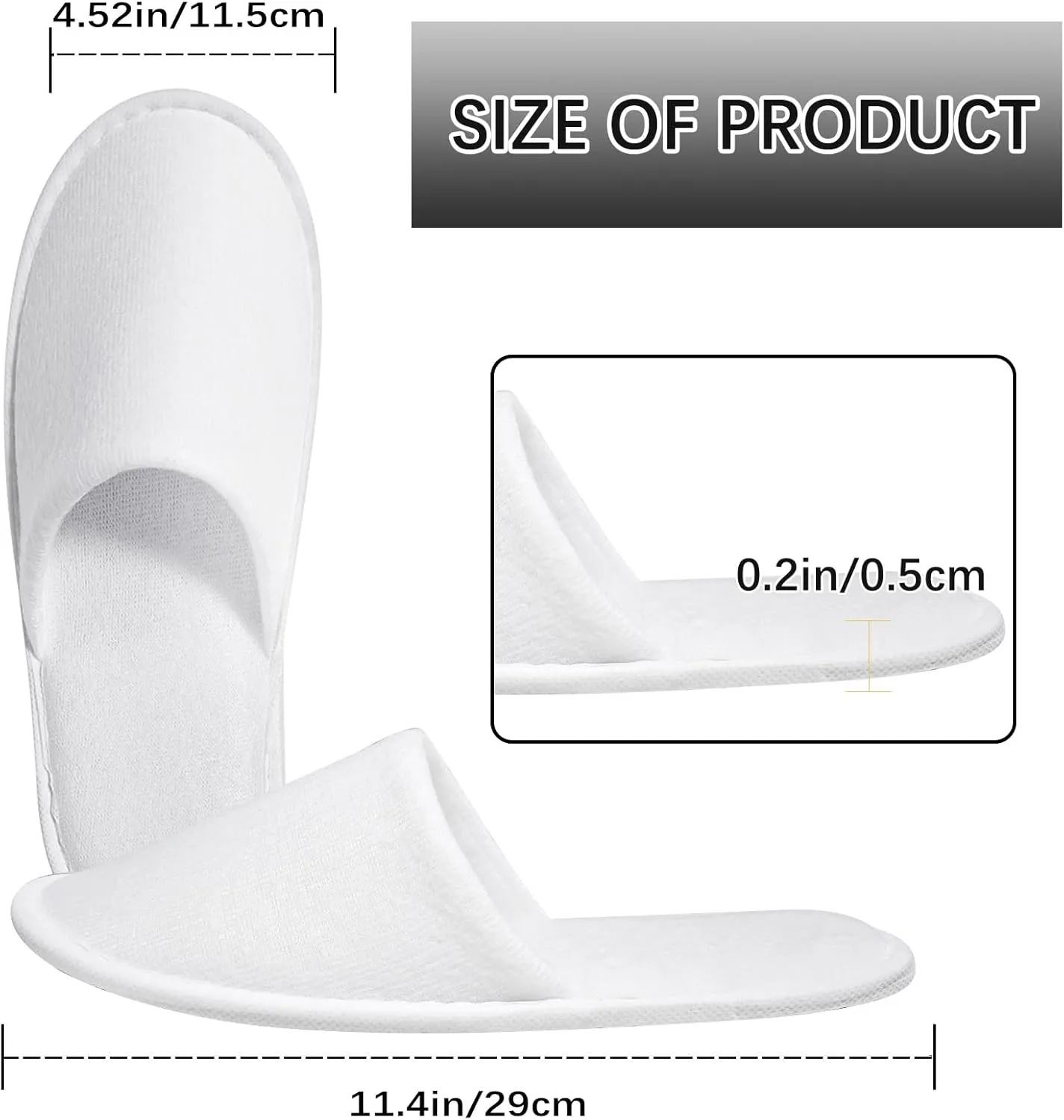 30Pairs disposable slipper disposable slippers for guests hotel slippers spa slippers Pack for Hotel, Spa, Travel, Shoeless Home, White Closed Toe (US Men Size 10, Women 11)