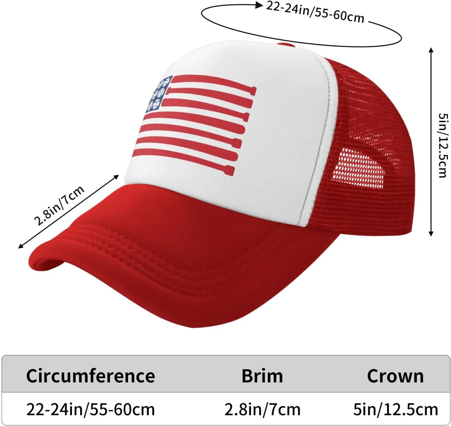 Baseballs Bat America Flag of American Mesh Trucker Hats Men Women Baseball Caps