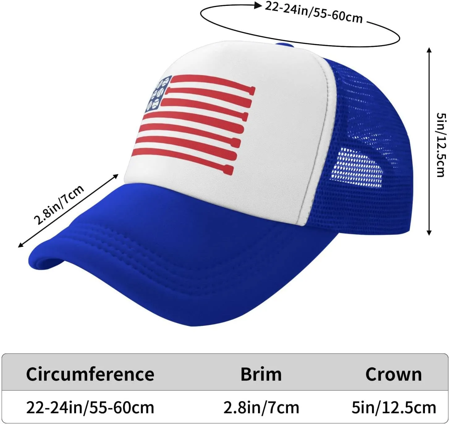 Baseballs Bat America Flag of American Mesh Trucker Hats Men Women Baseball Caps