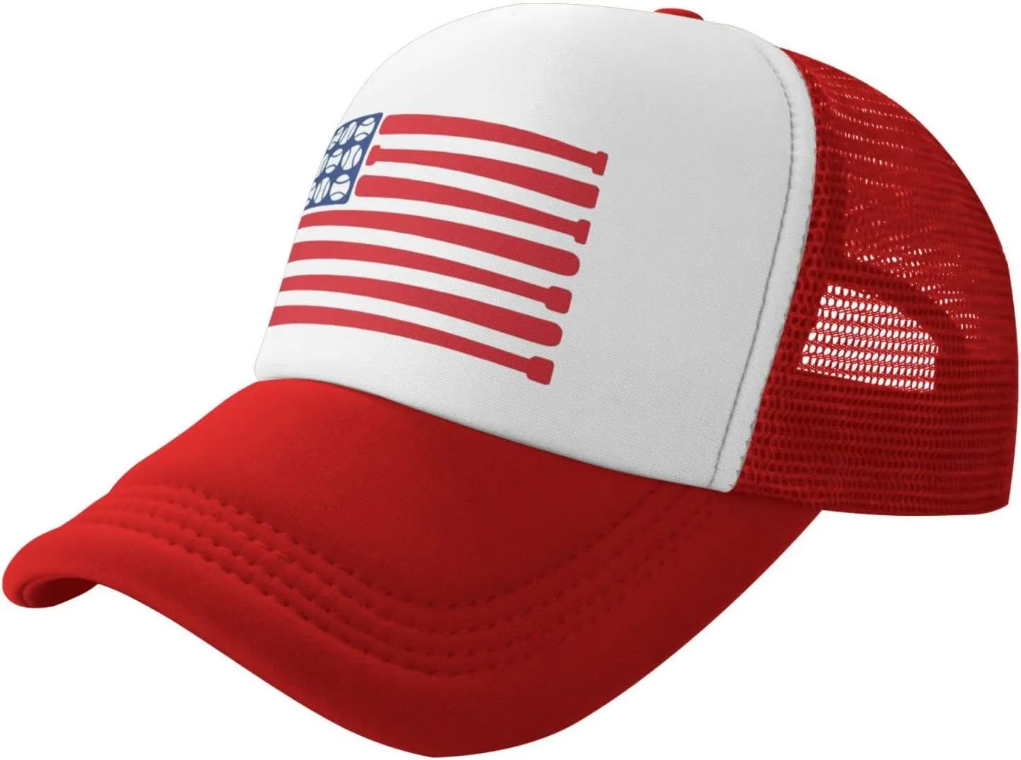 Baseballs Bat America Flag of American Mesh Trucker Hats Men Women Baseball Caps