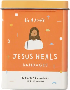 Be A Heart Original Jesus Heals Bandages, Kids Adhesive Bandages, Band-Aid for Kids (2 Bandage Tins)
