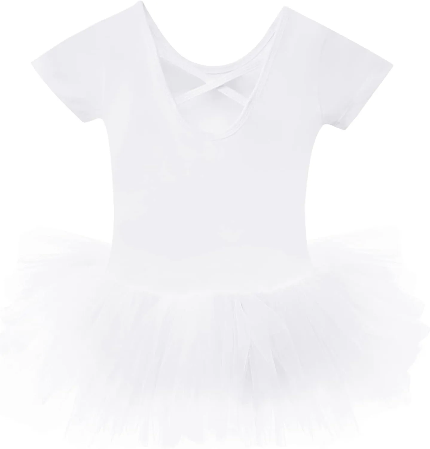 Bezioner Girls Cotton Ballet Dance Dress Cute Tutu Skirted Leotard Short Sleeve