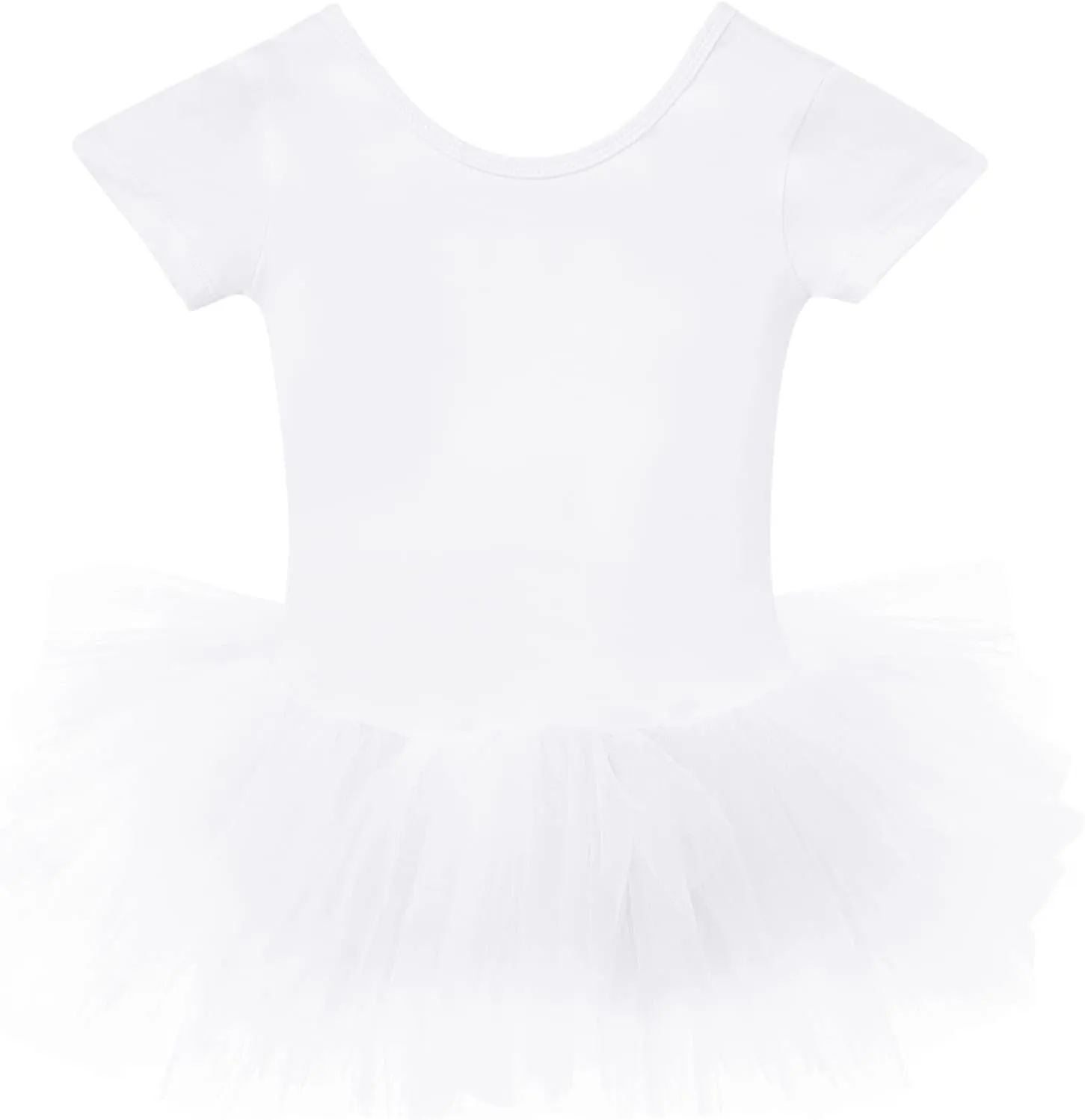 Bezioner Girls Cotton Ballet Dance Dress Cute Tutu Skirted Leotard Short Sleeve