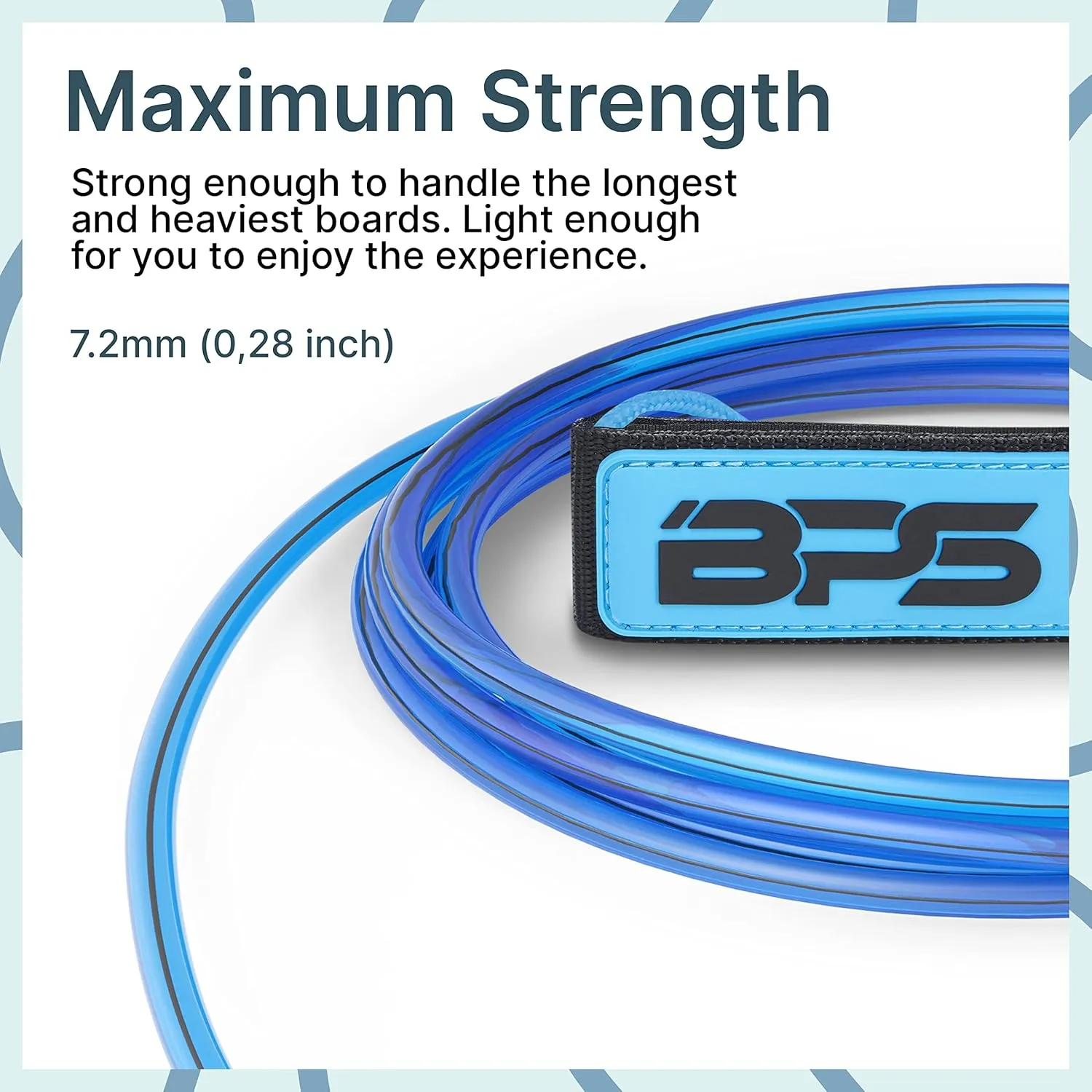 BPS New Zealand Storm Premium Surfboard Leash, 7.2mm 8mm Straight Surf Leash 6ft 7/8/9/10 ft, Legrope Strap for All Boards