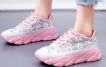 Chicvane Dad Shoes Rhinestone Platform Strappy Running Shoes