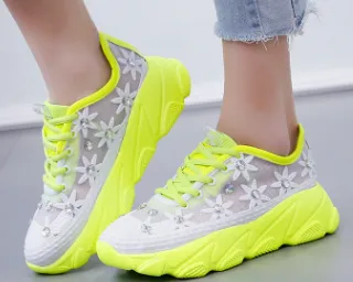 Chicvane Dad Shoes Rhinestone Platform Strappy Running Shoes