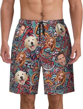Custom Shorts for Men, Custom Swim Trunks Men Personalized Funny Swim Trunks Beach Board Shorts Swim Shorts Swimwear
