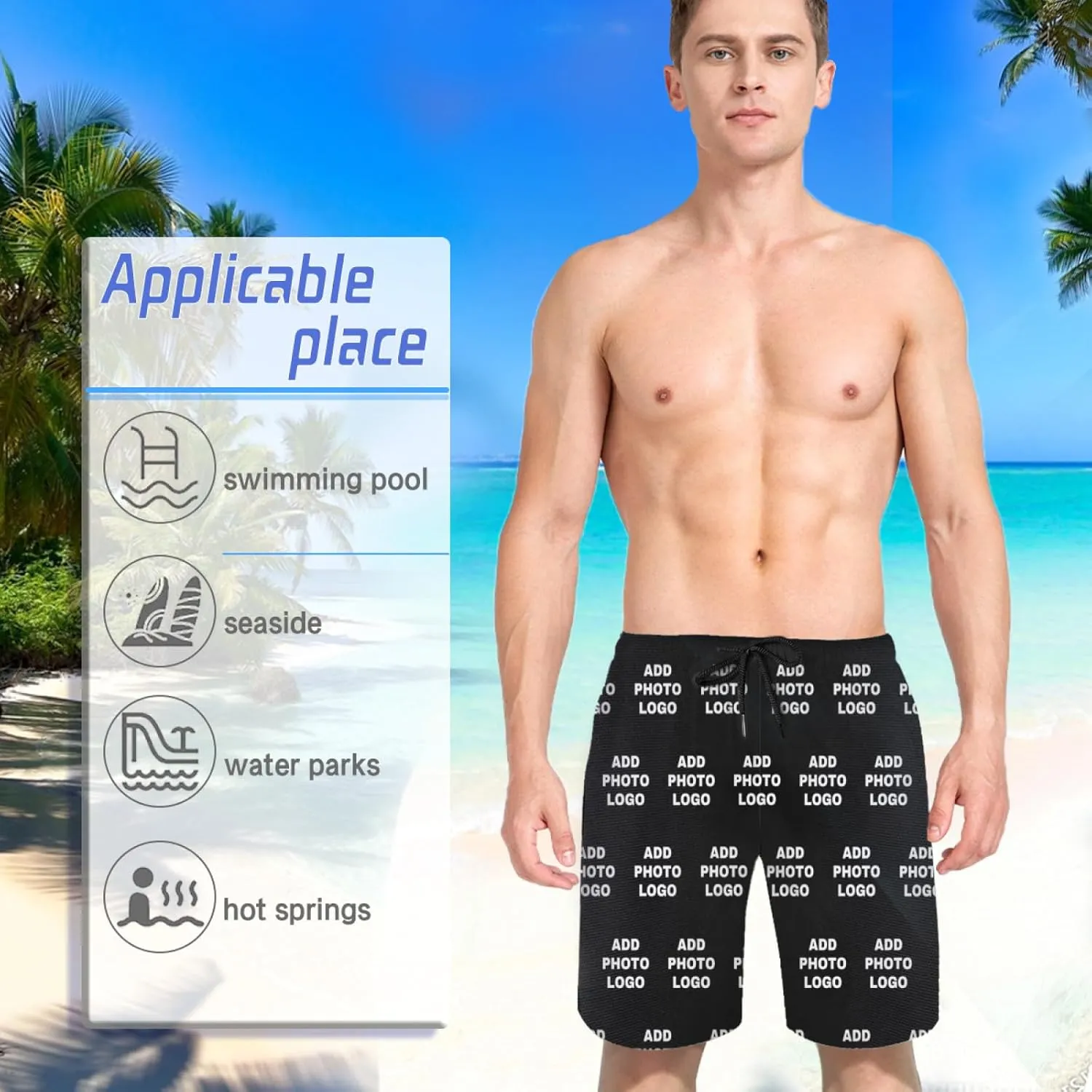 Custom Shorts for Men, Custom Swim Trunks Men Personalized Funny Swim Trunks Beach Board Shorts Swim Shorts Swimwear