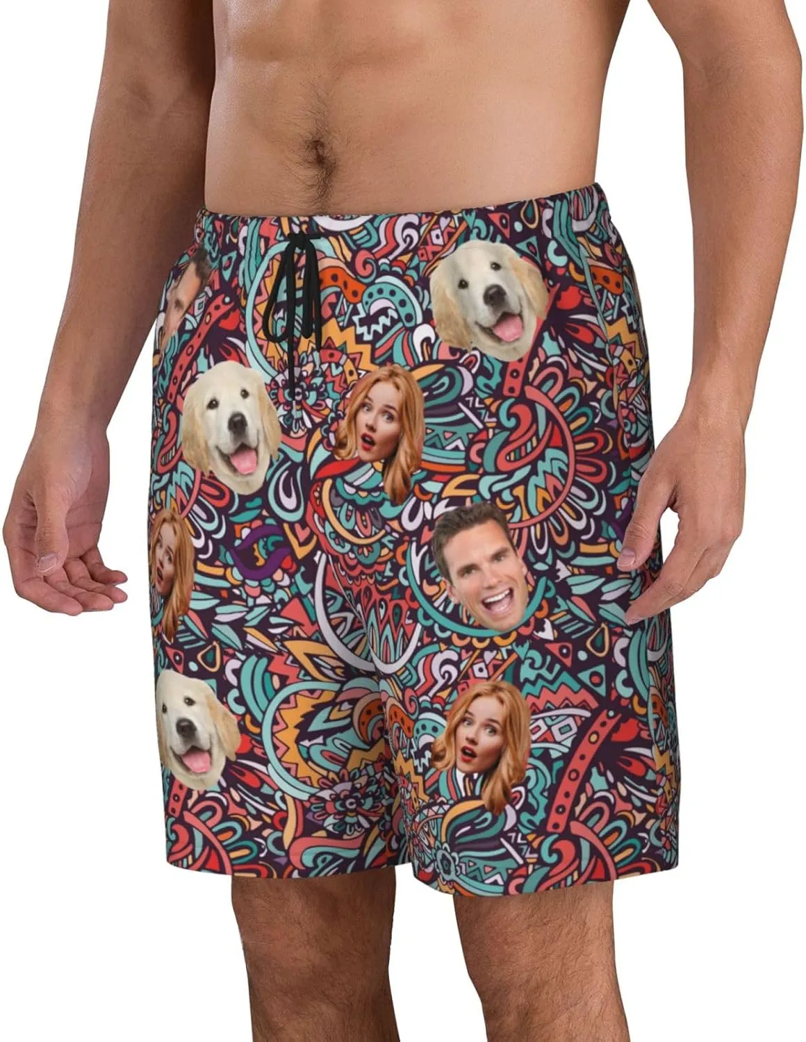 Custom Shorts for Men, Custom Swim Trunks Men Personalized Funny Swim Trunks Beach Board Shorts Swim Shorts Swimwear