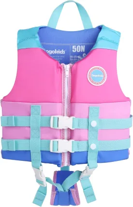 Gogokids Toddler Swim Vest, Kids Floaties for Boys Girls 20-30-40-50-60-70 pounds, Float Jacket with Adjustable Safety Strap, Pool Floation Swimwear for Children, Age 1-9 Years