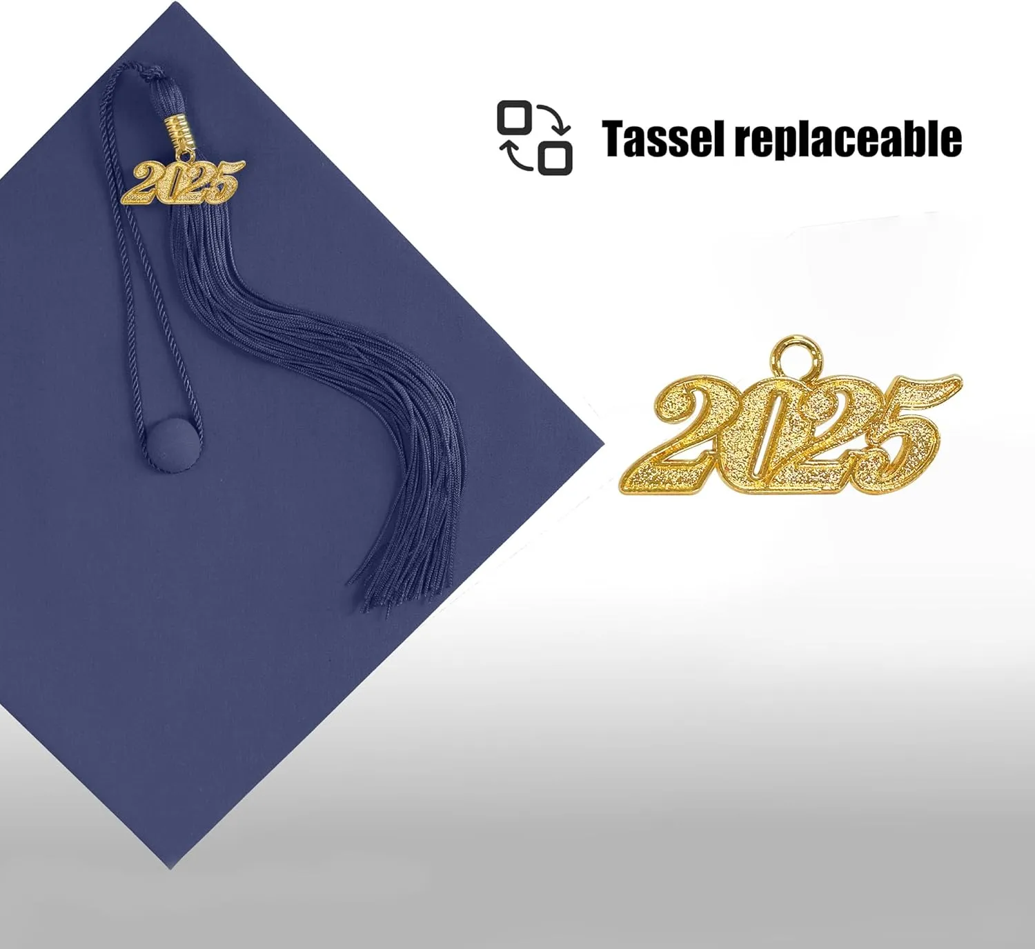 Graduation Cap with 2025 Tassel Year Charm Black Graduation Cap for High School & Bachelor