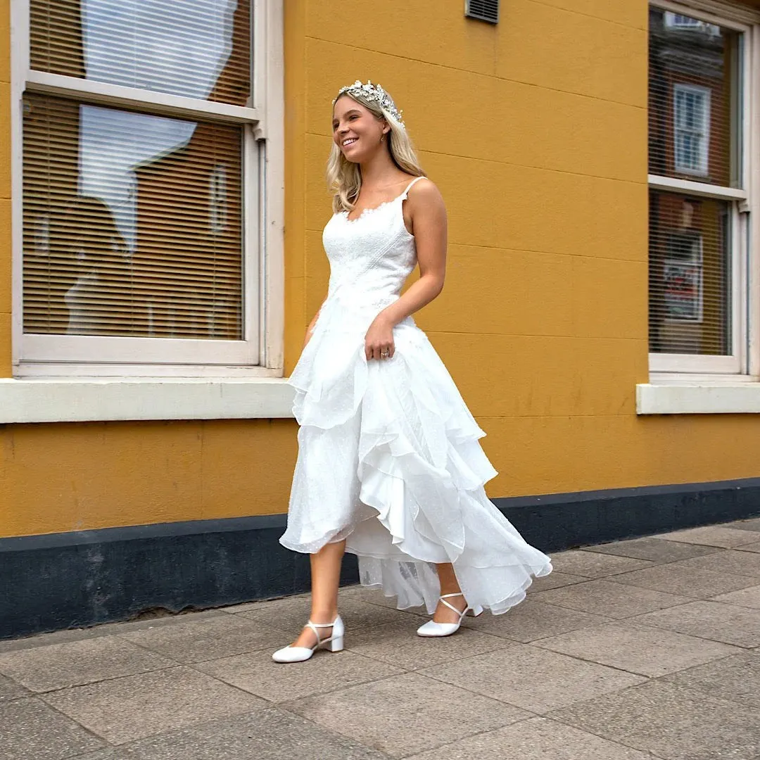 Ivory Satin Bridal Shoes, Low Block Heel, By Perfect Bridal, Remi