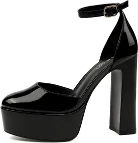 JENN ARDOR Women's Platform Heels Chunky High Heel Pumps Block Heels Ankle Strap Closed Toe for Dress Wedding Party Pumps
