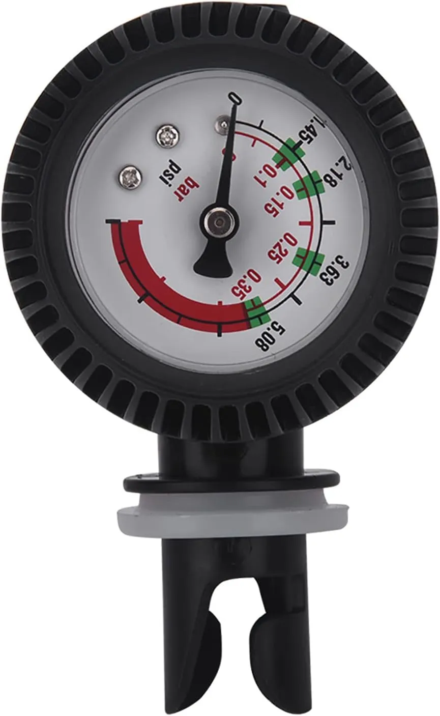 Kayak Barometer, High Precision Nylon Inflatable Boat Air Pressure Gauge, Black Inflatable Boat Pressure Gauge, for Inflatable Raft, Air Boat