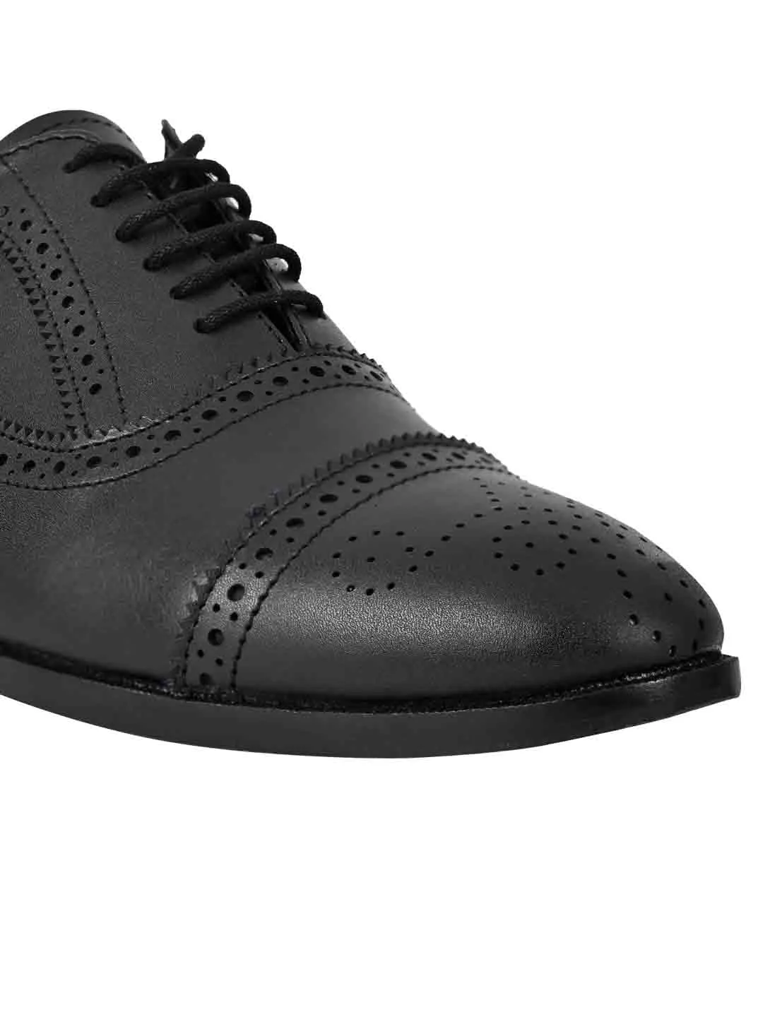 Men Black Derby Brogue Formal Shoes