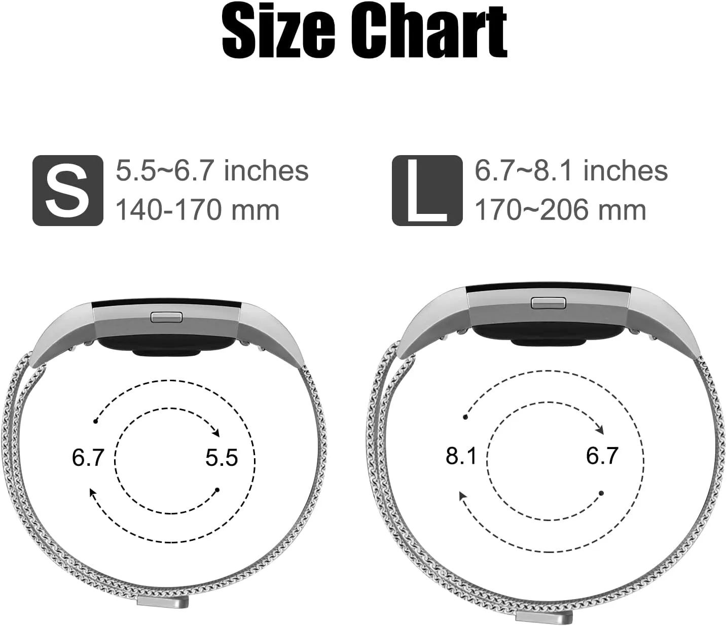 Metal Band Compatible with Fitbit Charge 2 Bands Women Men, Stainless Steel Mesh Loop Adjustable Wristband Replacement Strap for Fitbit Charge 2