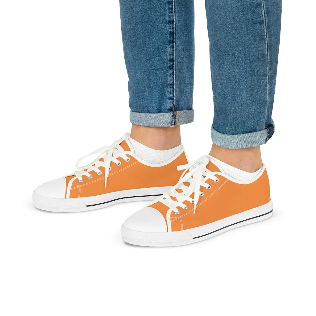 Orange Color Men's Low Top Sneakers, Solid Color Modern Minimalist Best Men's Low Top Sneakers  (US Size: 5-14)
