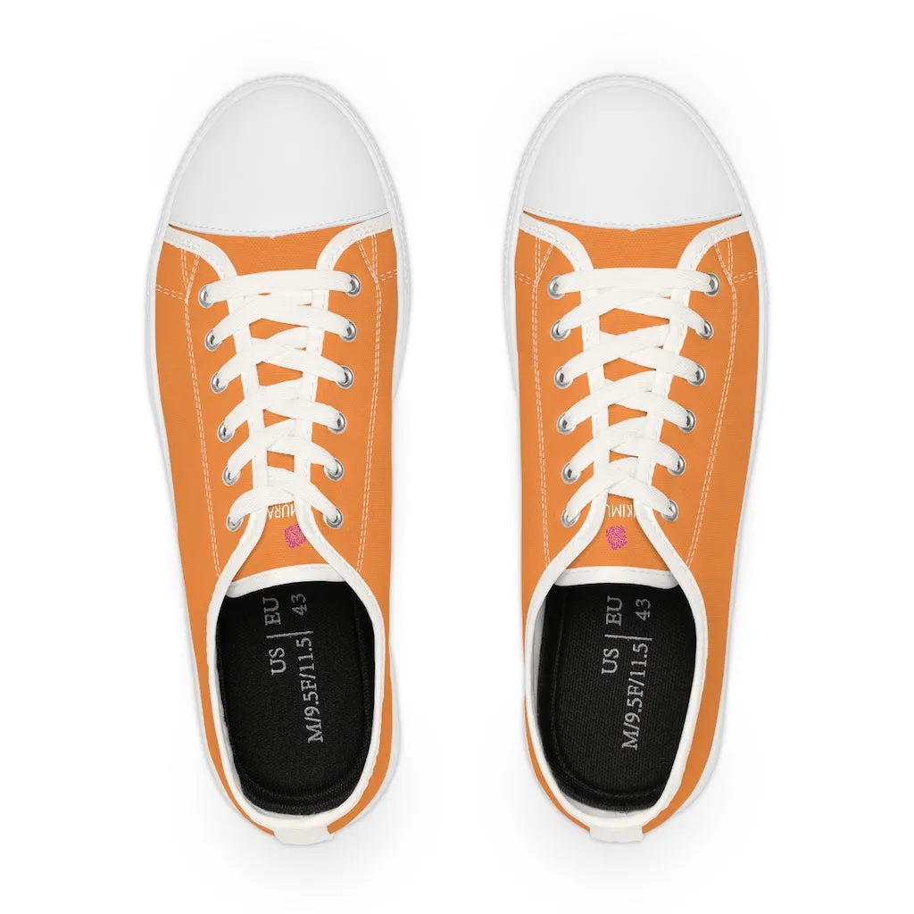 Orange Color Men's Low Top Sneakers, Solid Color Modern Minimalist Best Men's Low Top Sneakers  (US Size: 5-14)
