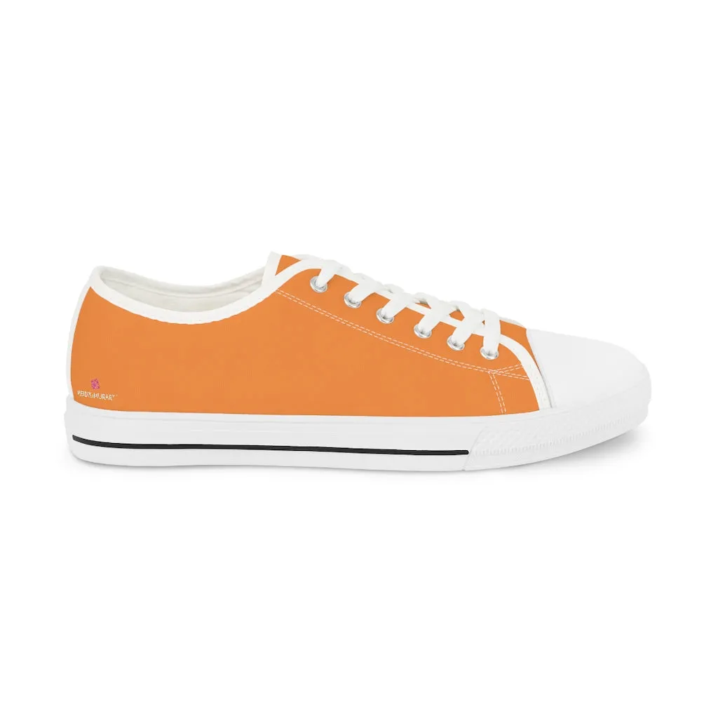 Orange Color Men's Low Top Sneakers, Solid Color Modern Minimalist Best Men's Low Top Sneakers  (US Size: 5-14)