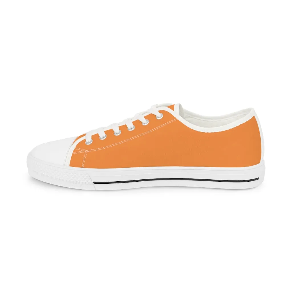 Orange Color Men's Low Top Sneakers, Solid Color Modern Minimalist Best Men's Low Top Sneakers  (US Size: 5-14)