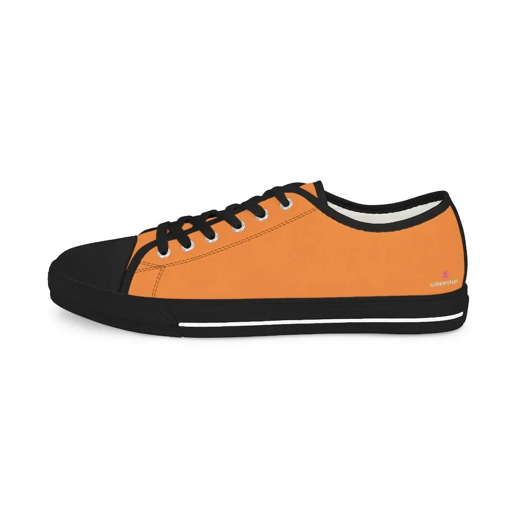 Orange Color Men's Low Top Sneakers, Solid Color Modern Minimalist Best Men's Low Top Sneakers  (US Size: 5-14)