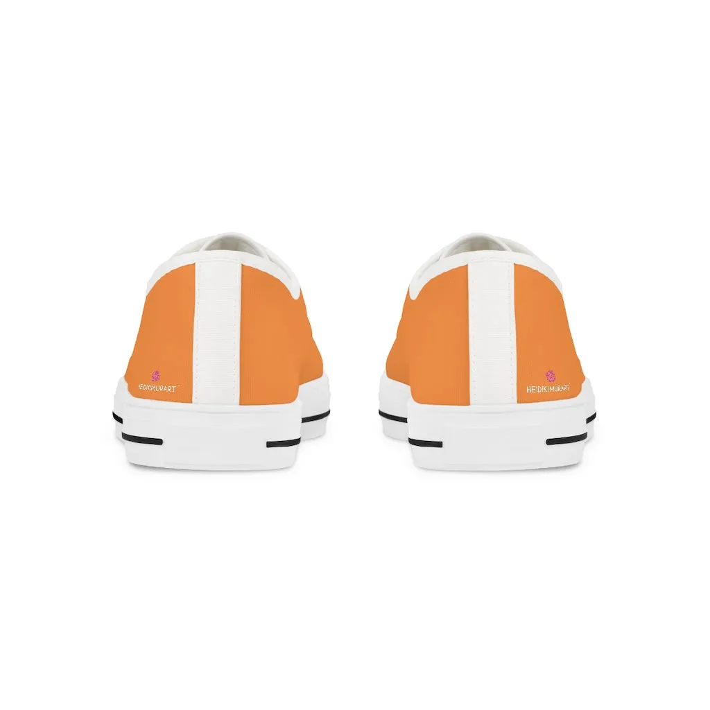 Orange Color Men's Low Top Sneakers, Solid Color Modern Minimalist Best Men's Low Top Sneakers  (US Size: 5-14)