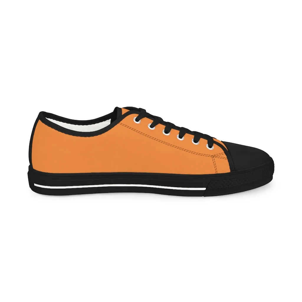 Orange Color Men's Low Top Sneakers, Solid Color Modern Minimalist Best Men's Low Top Sneakers  (US Size: 5-14)