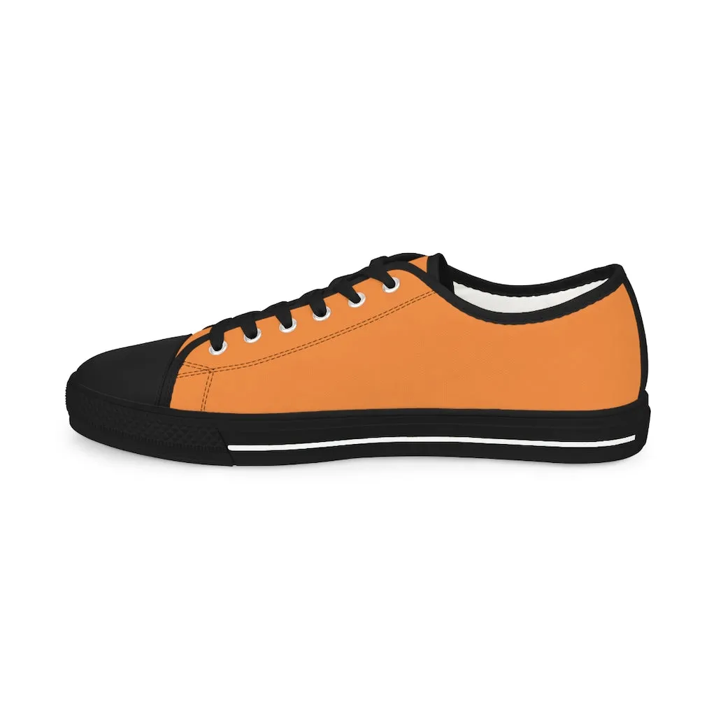Orange Color Men's Low Top Sneakers, Solid Color Modern Minimalist Best Men's Low Top Sneakers  (US Size: 5-14)