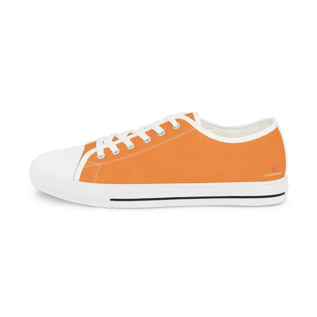 Orange Color Men's Low Top Sneakers, Solid Color Modern Minimalist Best Men's Low Top Sneakers  (US Size: 5-14)