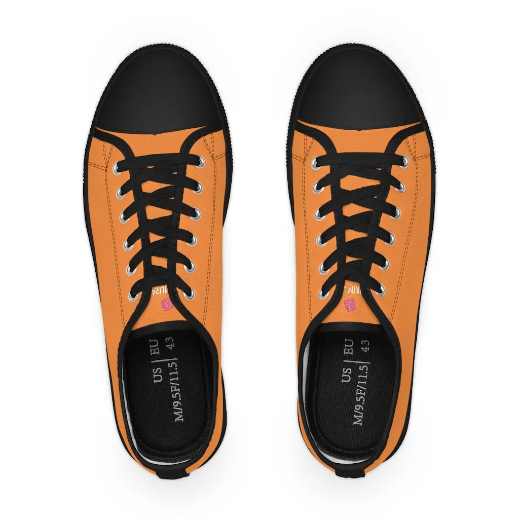Orange Color Men's Low Top Sneakers, Solid Color Modern Minimalist Best Men's Low Top Sneakers  (US Size: 5-14)