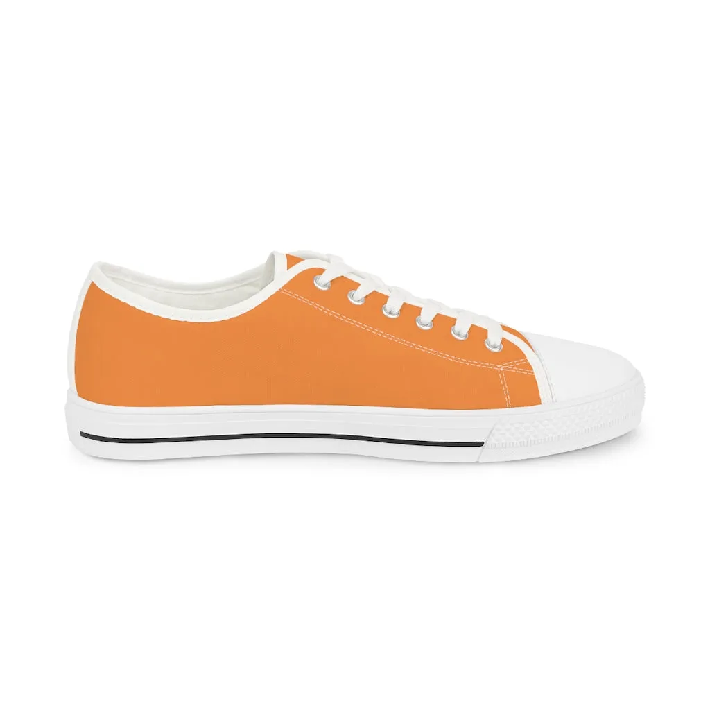 Orange Color Men's Low Top Sneakers, Solid Color Modern Minimalist Best Men's Low Top Sneakers  (US Size: 5-14)
