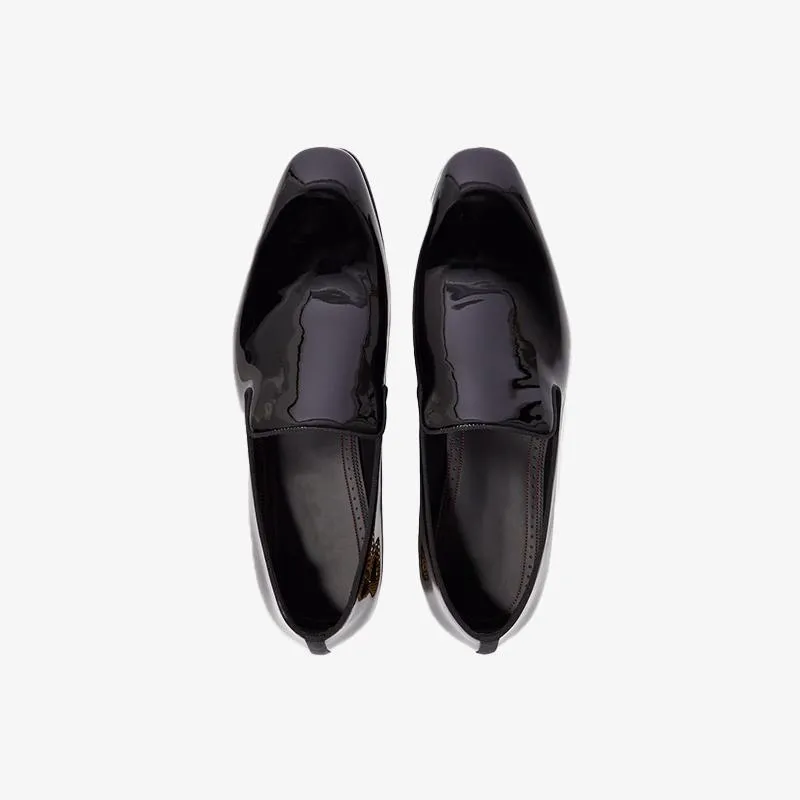 Patent Loafers Plain Leather Slip-On Flat