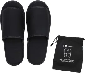 Portable Travel Slipper Spa Hotel Open Toe Sandals Non Disposable Foldable Shoes Guest Indoor House Room Business Trip Party Washable Footwear with Bags