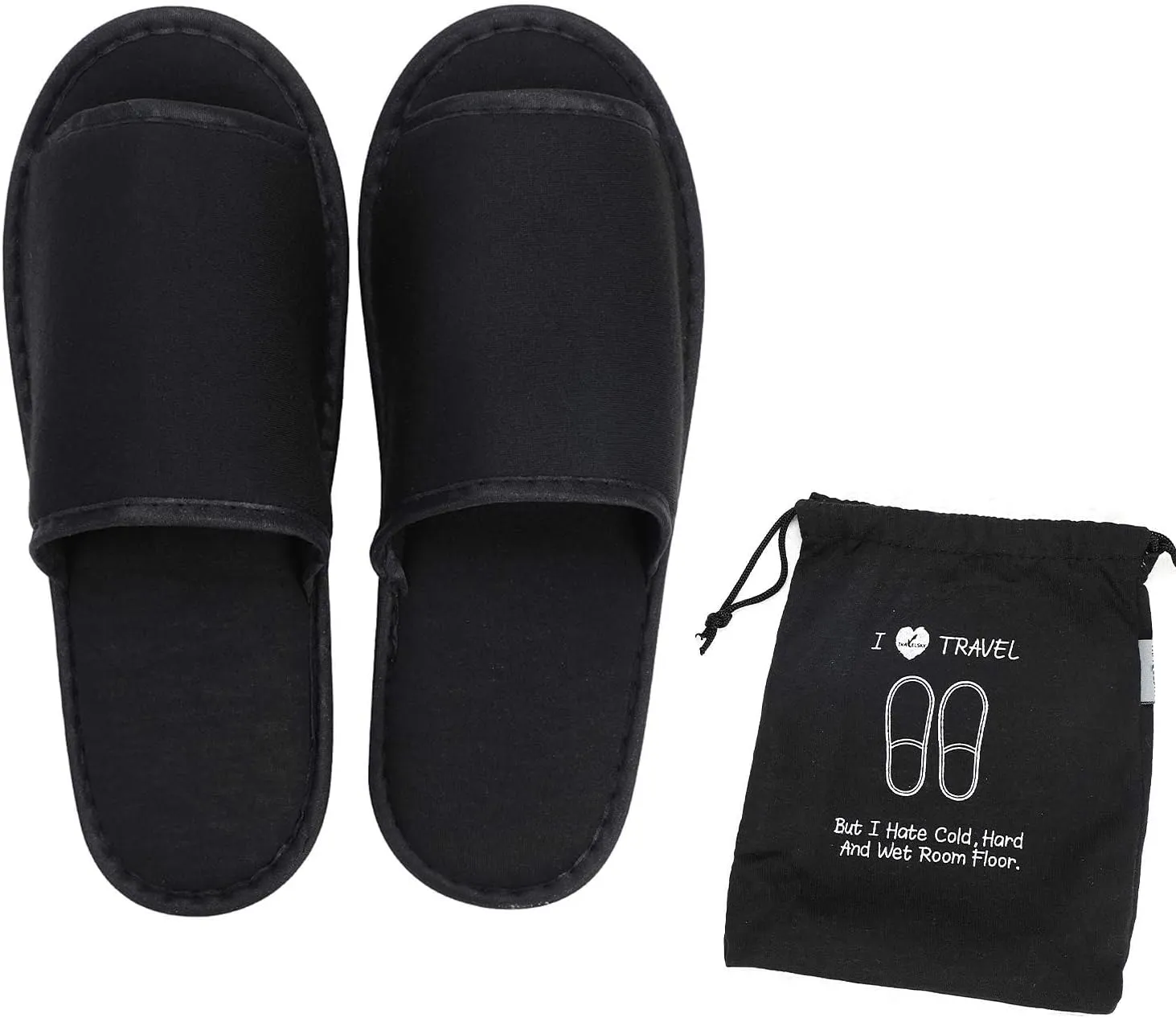 Portable Travel Slipper Spa Hotel Open Toe Sandals Non Disposable Foldable Shoes Guest Indoor House Room Business Trip Party Washable Footwear with Bags