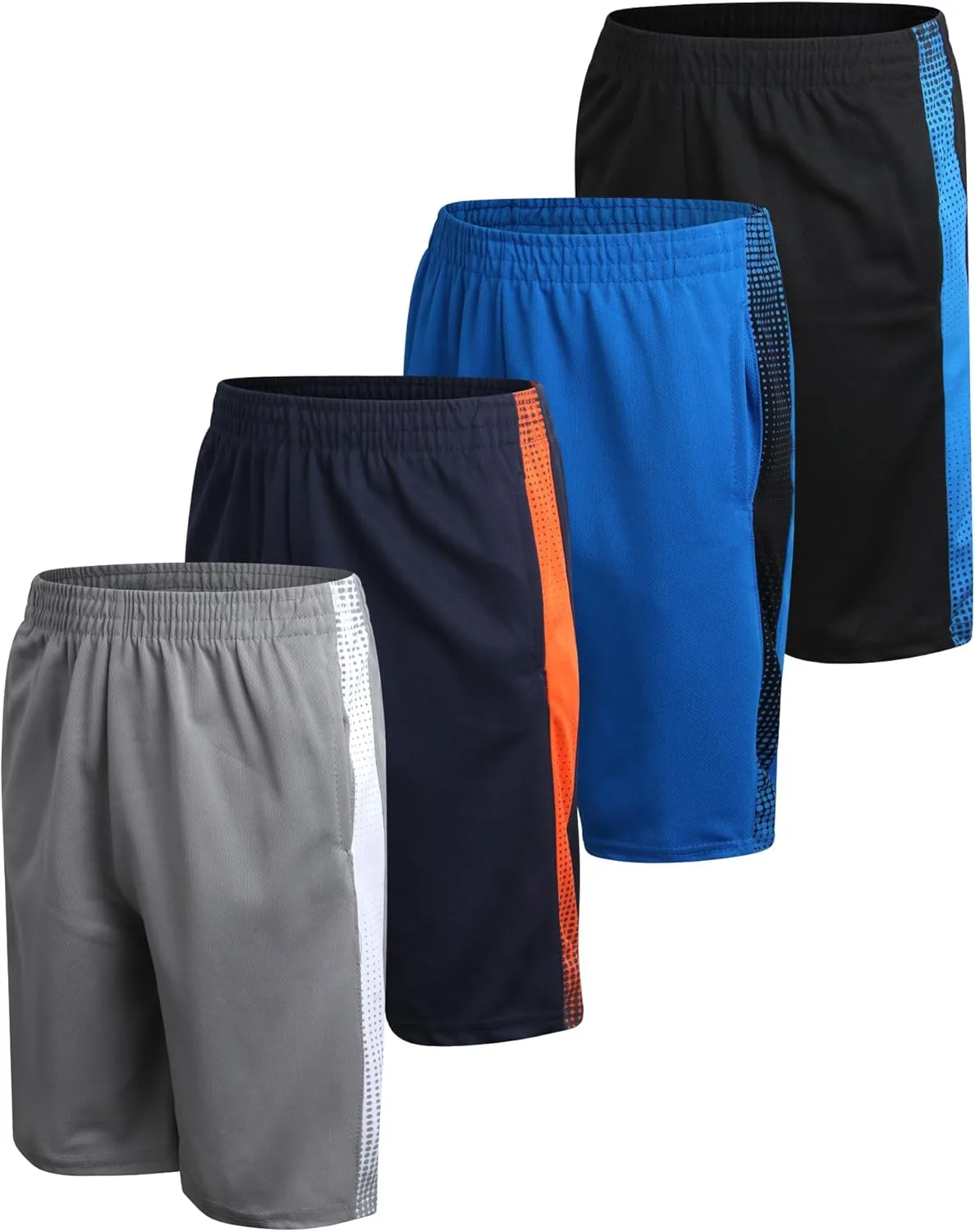 Pro Athlete Boys Basketball Shorts - 4 Pack Mesh Athletic Shorts for Boys - Gym Shorts for Workout and Running (Size: 5-16)