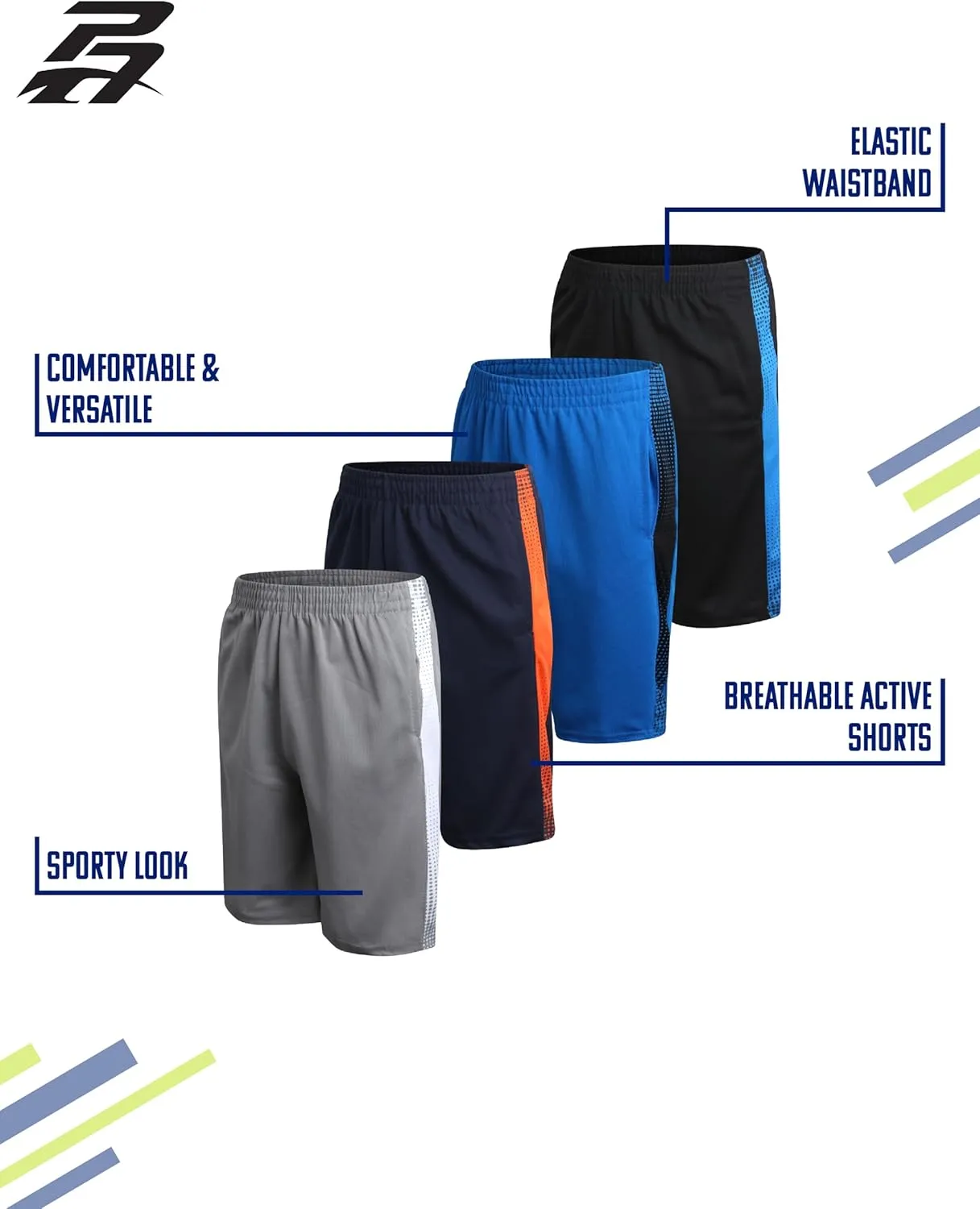 Pro Athlete Boys Basketball Shorts - 4 Pack Mesh Athletic Shorts for Boys - Gym Shorts for Workout and Running (Size: 5-16)