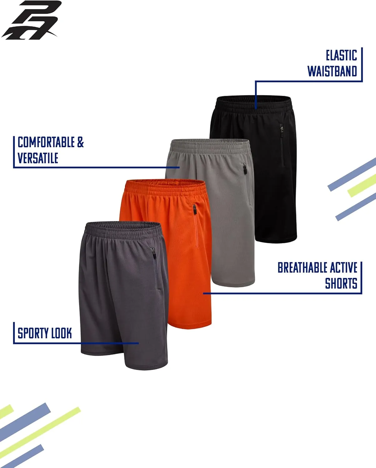 Pro Athlete Boys Basketball Shorts - 4 Pack Mesh Athletic Shorts for Boys - Gym Shorts for Workout and Running (Size: 5-16)