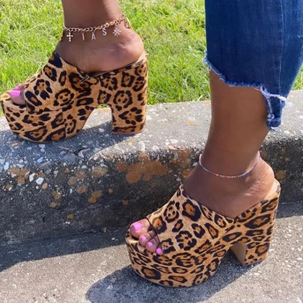 Sohiwoo Women Waterproof Chunky Platform Sandals Thick Heel Slippers