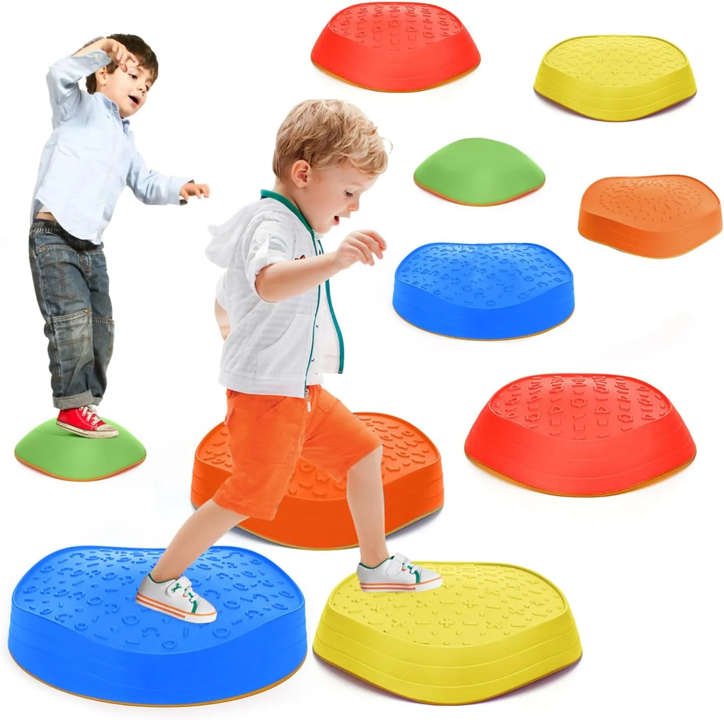 Stepping Stones for Kids, Non-Slip Rubber & Plastic Balance Toddler Stepping Stones for Children's Coordination Skills, Sensory Toys Obstacle Course for Kids Indoor Outdoor Play