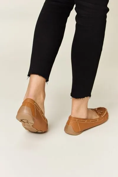 Vegan Leather Moccasin Loafers in Tan