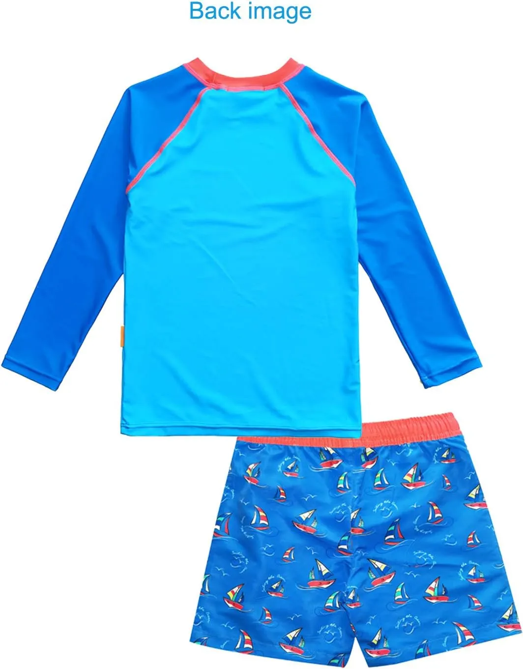weVSwe Toddler Boys UPF 50  2PC Rash Guard Set Swim Trunks Long Sleeve Swimsuits