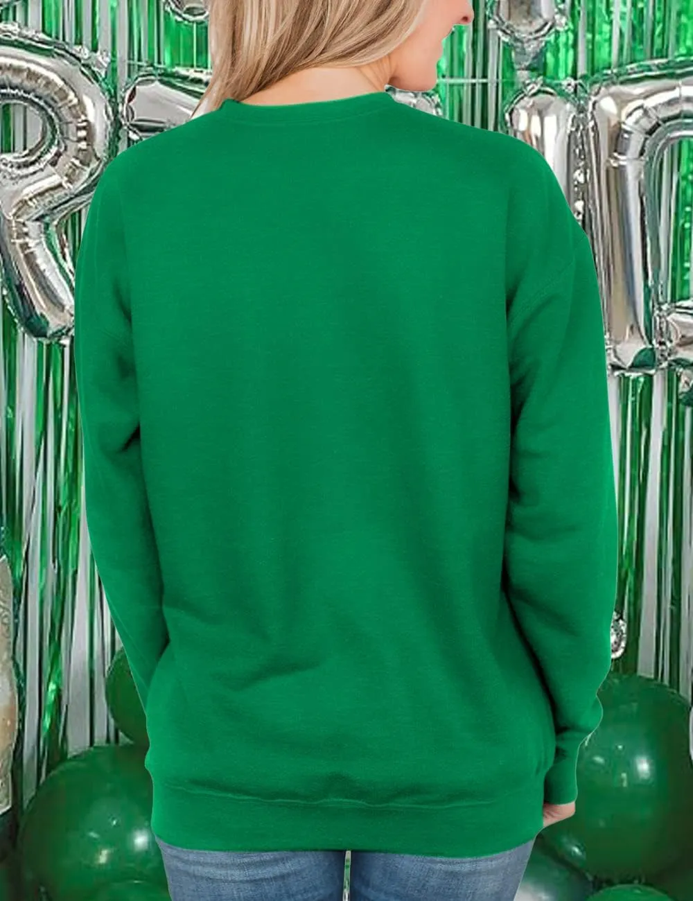 Women St. Patrick's Day Sweatshirts Shamrock Clover Print Shirts Casual Irish Gift Long Sleeve Loose Fit Tops